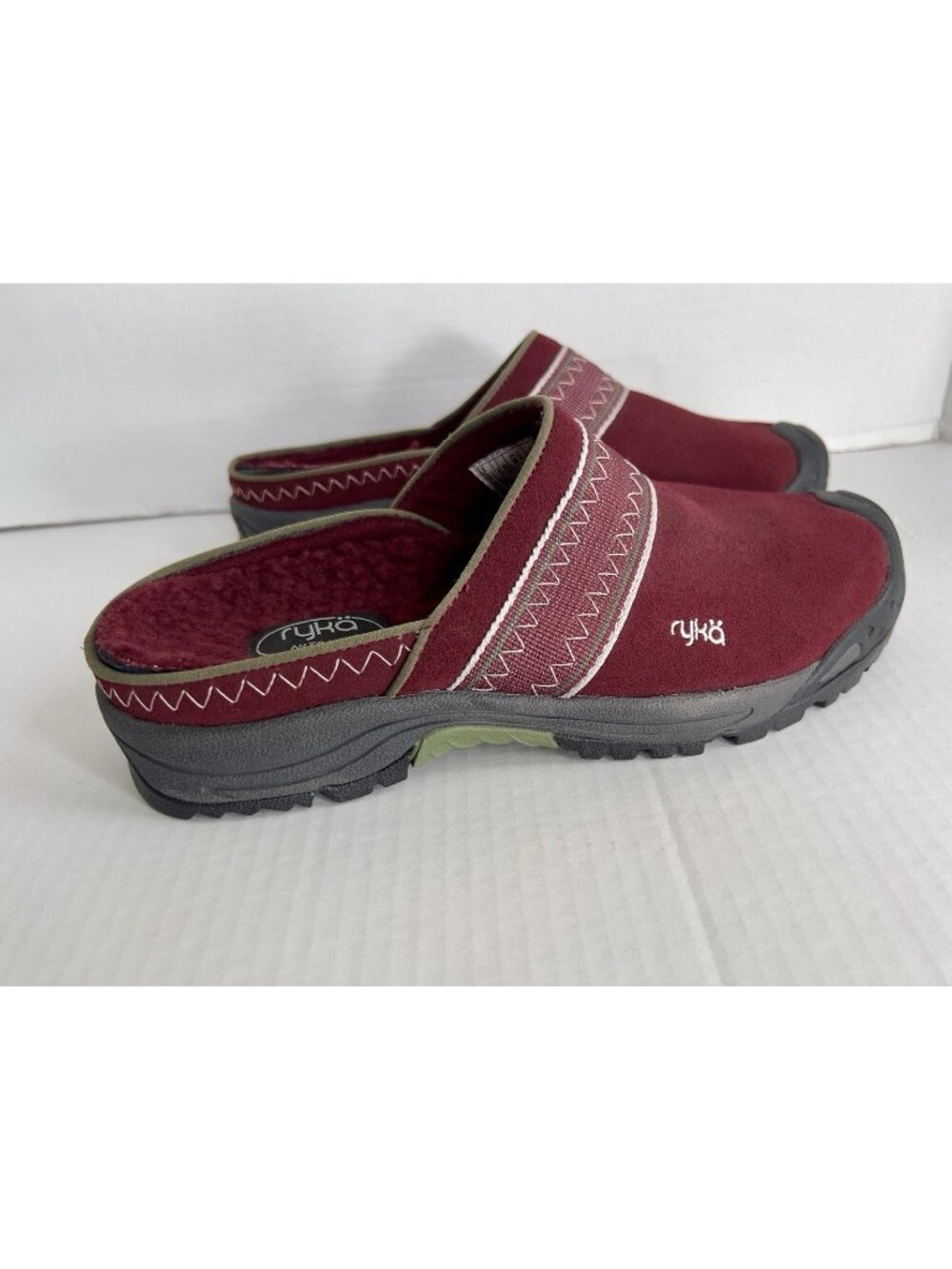Ryka Nitracel Trek Banded Mule Clogs Burgundy Suede
